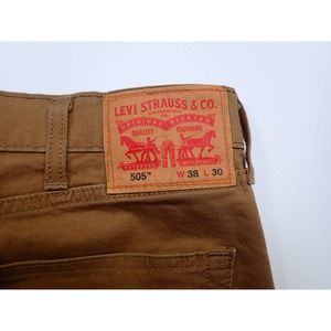 Mens Levi's 505 Brown 38 x 30 Actual 38 x 27 Denim Cotton Pants Jeans
